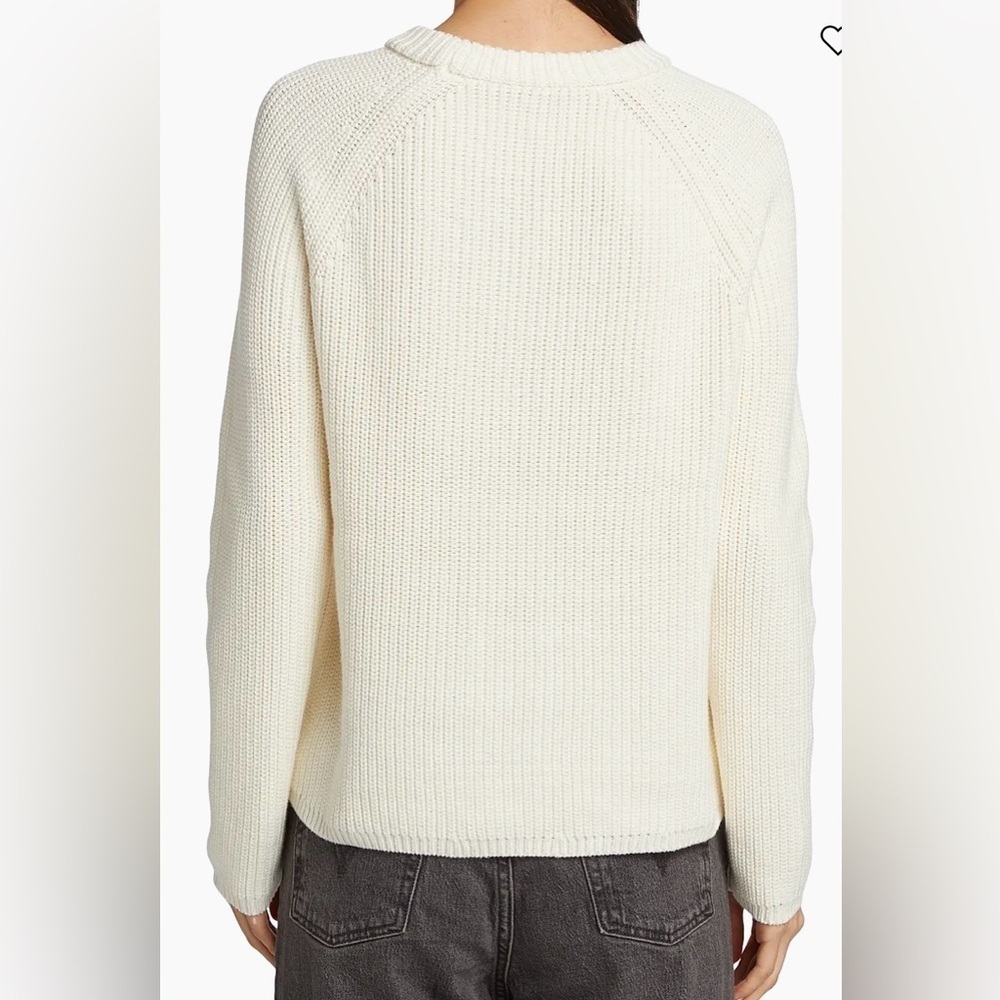 Jenni Kayne Fisherman Crewneck Cotton Sweater Ivory Size Large - Picture 2 of 11